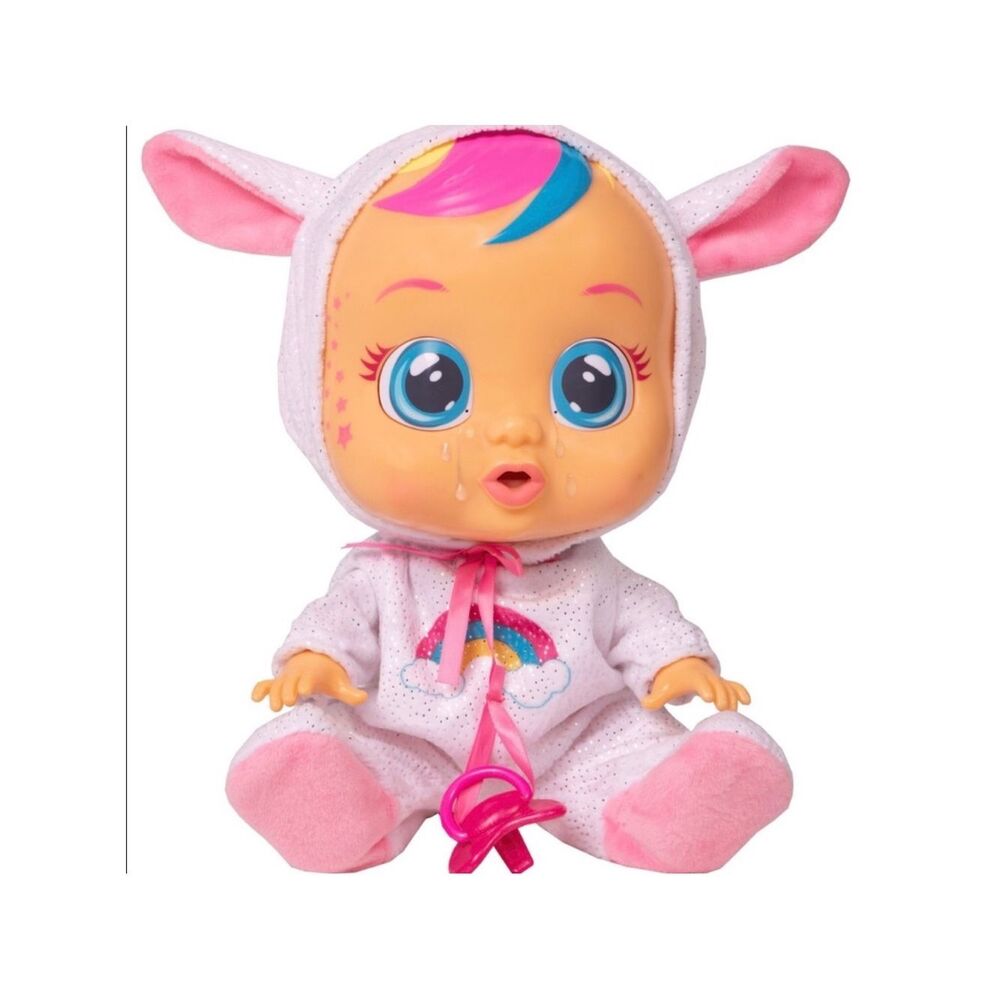 Cry Babies Interactive Crying Baby Doll Rainbow Pajamas Pink Blue Hair Pacifier